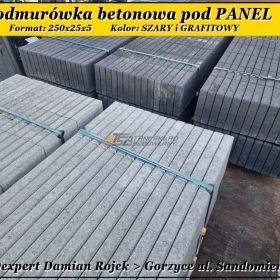 Nowoczesna betonowa podmurówka pod panel 250x25x5 kolory GRAFIT i SZARY 