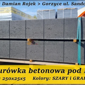 Nowoczesna betonowa podmurówka pod panel 250x25x5 kolory GRAFIT i SZARY 