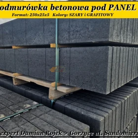 Nowoczesna betonowa podmurówka pod panel 250x25x5 kolory GRAFIT i SZARY 