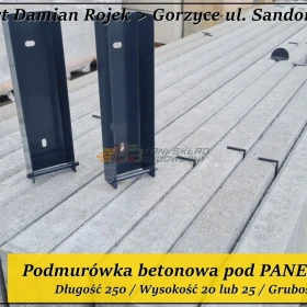 Nowoczesna betonowa podmurówka pod panel 250x25x5 kolory GRAFIT i SZARY 