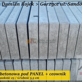 Nowoczesna betonowa podmurówka pod panel 250x25x5 kolory GRAFIT i SZARY 