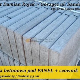 Nowoczesna betonowa podmurówka pod panel 250x25x5 kolory GRAFIT i SZARY 