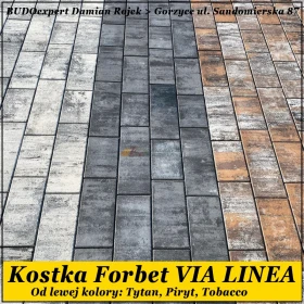 Kostka brukowa Forbet model VIA LINEA kolory Tytan Piryt Tobacco Muszla Tiramisu 