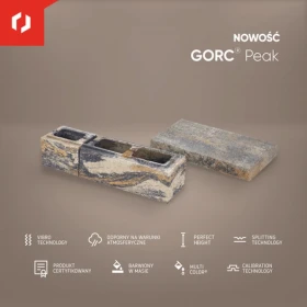 Ogrodzenie łupane z nowoczesnych bloczków Joniec Gorc PEAK kolory PIRYT ONYX DARK