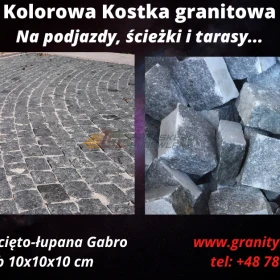 Czarna Kostka Granitowa cięto-łupana na podjazdy, drogi, ścieżki, tarasy PROMOCJA !!!